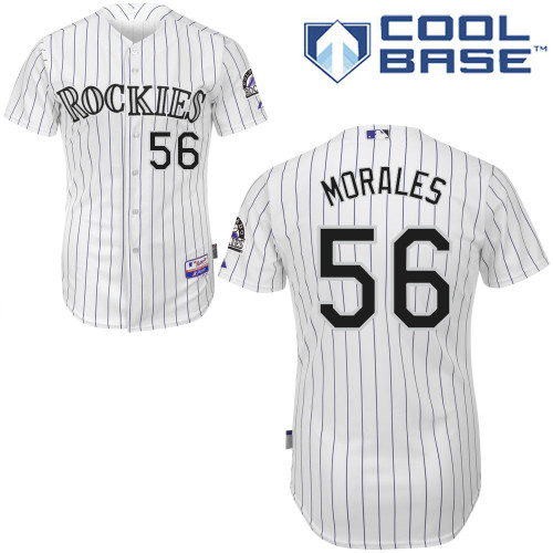 Franklin Morales #56 MLB Jersey-Colorado Rockies Men's Authentic Home White Cool Base Baseball Jersey